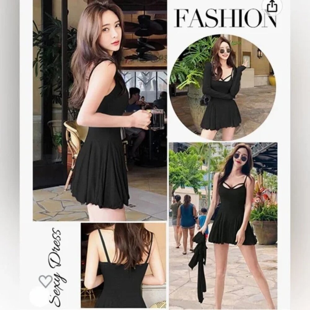 NWT Adome Mini Sexy Strappy Dress Black Sleeveless Spaghetti Straps Size S - Picture 4 of 9